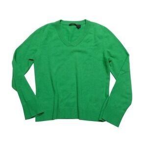 Darjoni Cashmere Sweater Womens Small Green V Neck Pullover Long Sleeve Knit